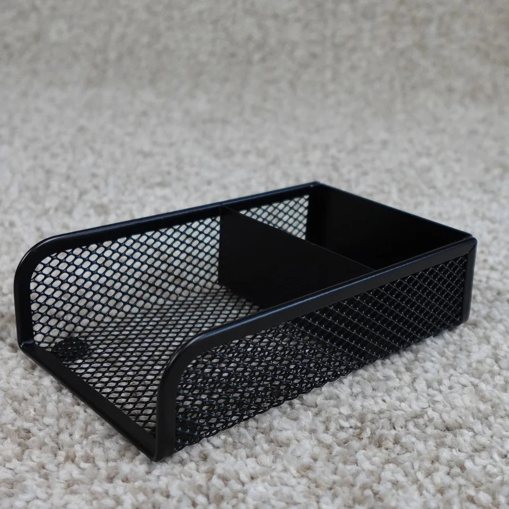 Pen+Gear Metal Mesh Desk Organizer Set 4 Pieces Black Letter Sorter Pencil Cup